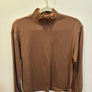 Uniqlo Brown Long-Sleeve Mock Neck Top